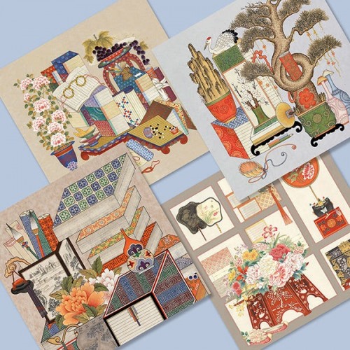 [오색채담] 감사축하카드 [책거리] 4종세트