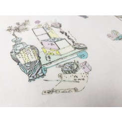 [리니에제이] 책가도 손수건_아이보리(소)